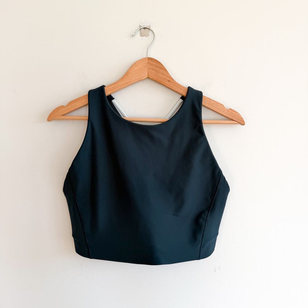 Athleta Interval Colorblock Racerback Scoop Neck Activewear Sports Bra Teal L